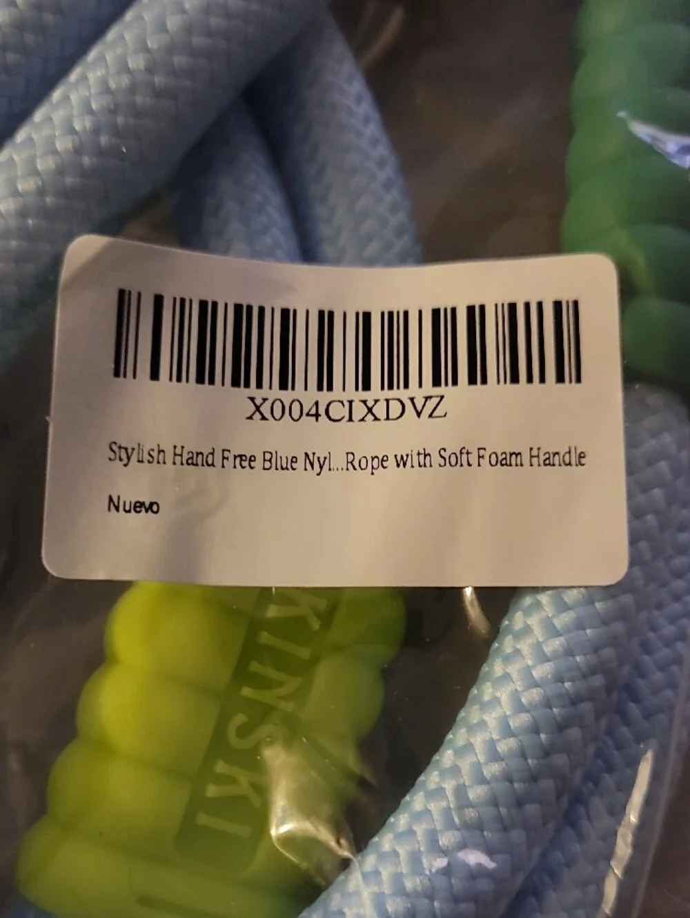 Light Blue Dog Leash with Bright Lime Green Chew Guard